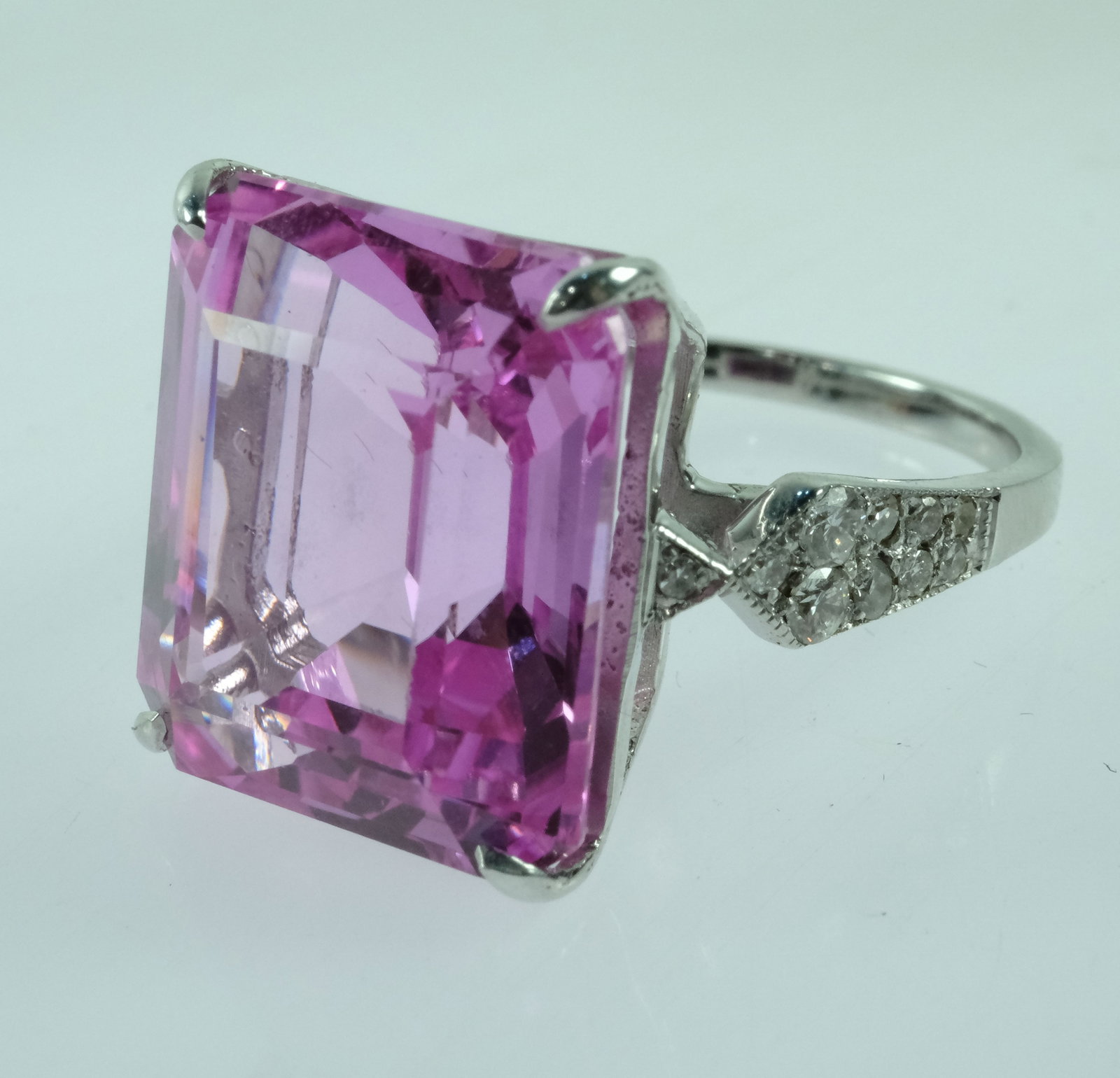 Pink Topaz & Diamond Dress Ring in 9ct White Gold - 3