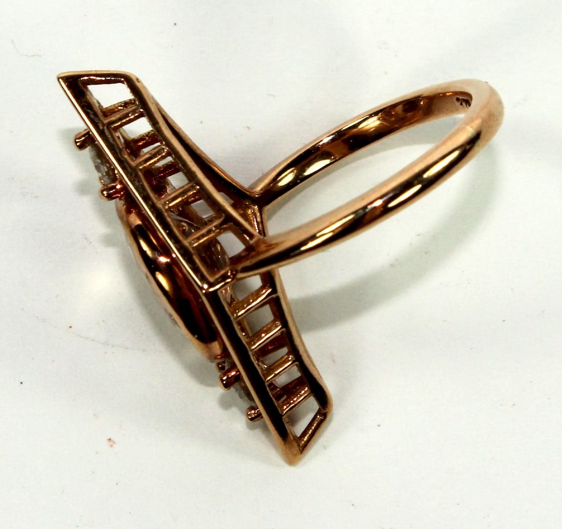 Morganite & Diamond Art Deco-style Cocktail Ring in 9ct Rose Gold - 3