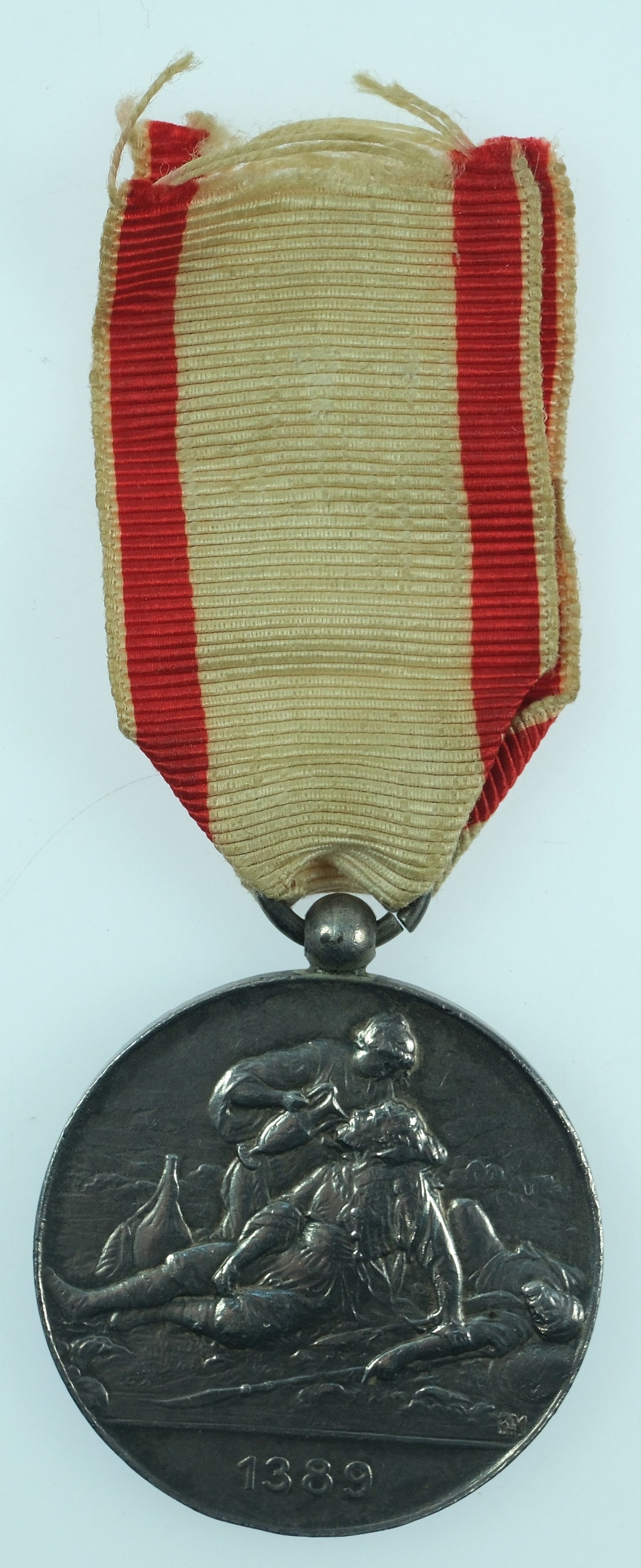 Serbia Red Cross Silver Service Medal for the Balkan Wars 1912-13 with Original Silk Ribbon - 2