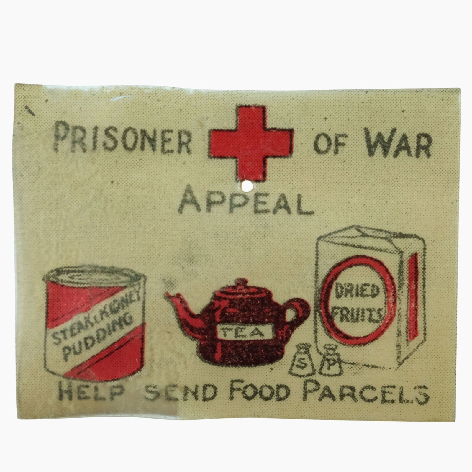 Great Britain Cellulite Red Cross Prisoner of War Appeal Badge: Help Send Food Parcels Size 35x25mm Medium Collectables
