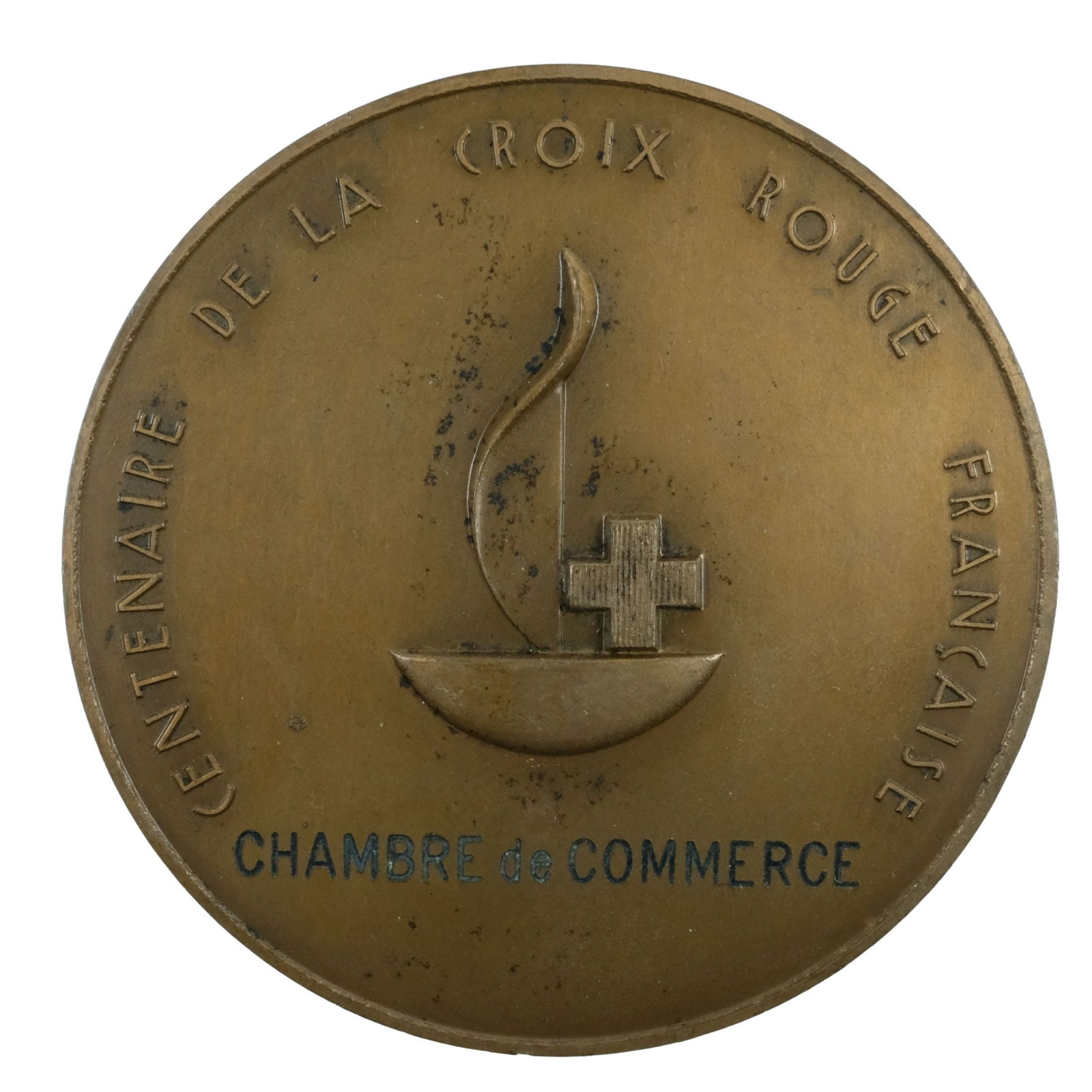 France Red Cross 1863 - 1963 Centenary Medal: Issued by the Chamber of Commerce Size Diameter 50mm Medium Collectables