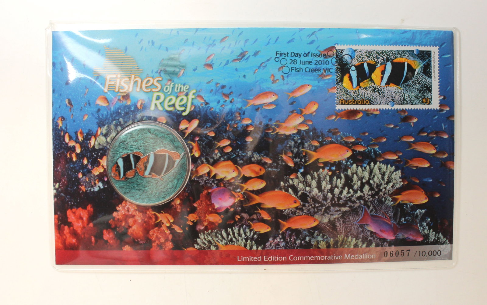 Australia 2010 'Fishes of the Reef' Medallion & Stamp Cover (3 items) - 2