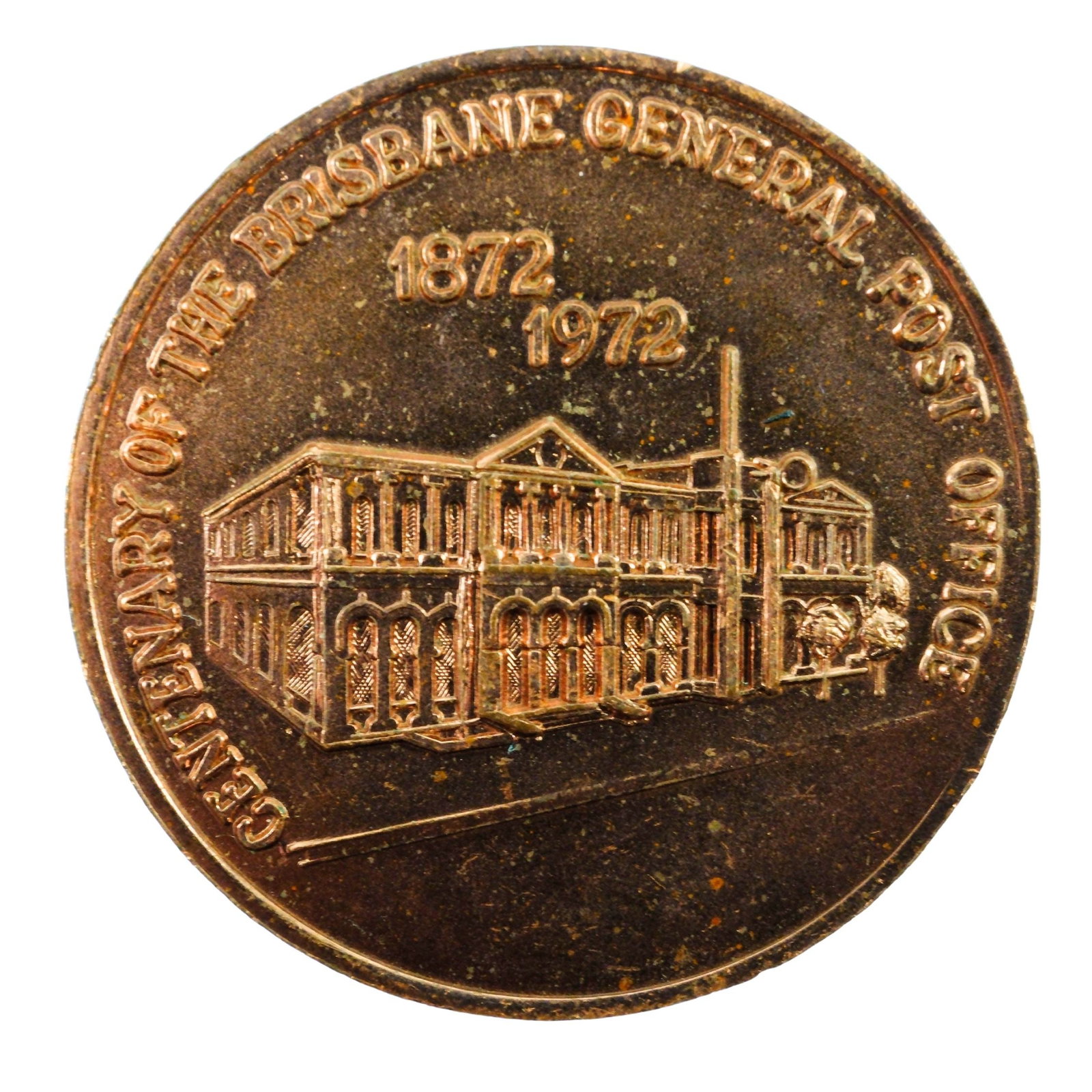 Australia 1972 'Centenary of Brisbane Post Office' Bronze Medal, Uncirculated: Carlisle# 1972/5. 'Morse to Satellite' Size Diameter 30mm Medium Collectables