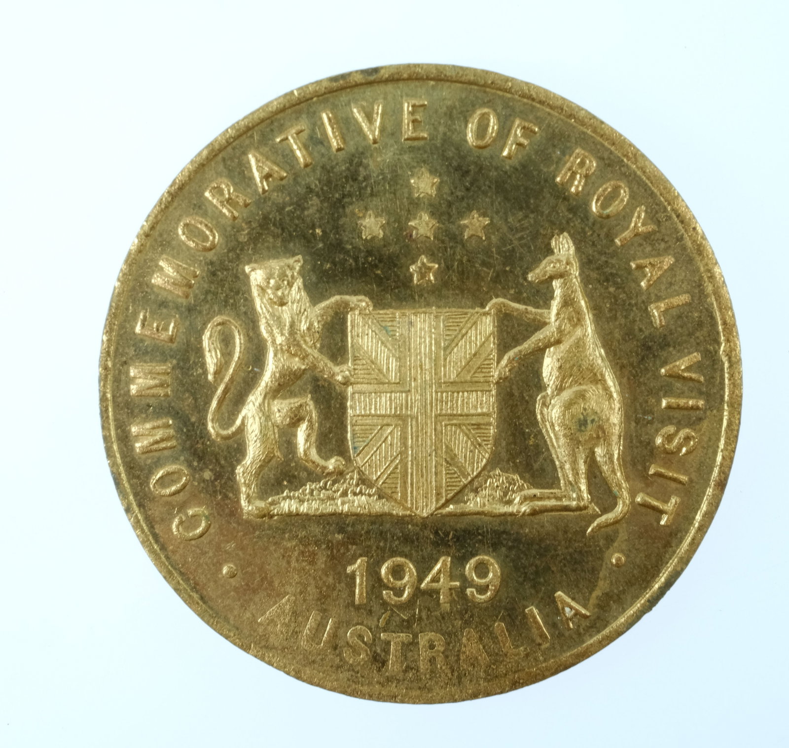 Australia 1949 'Royal Visit (Cancelled) of George VI & Elizabeth' Gilt Bronze Medal, Brilliant Unc - 2