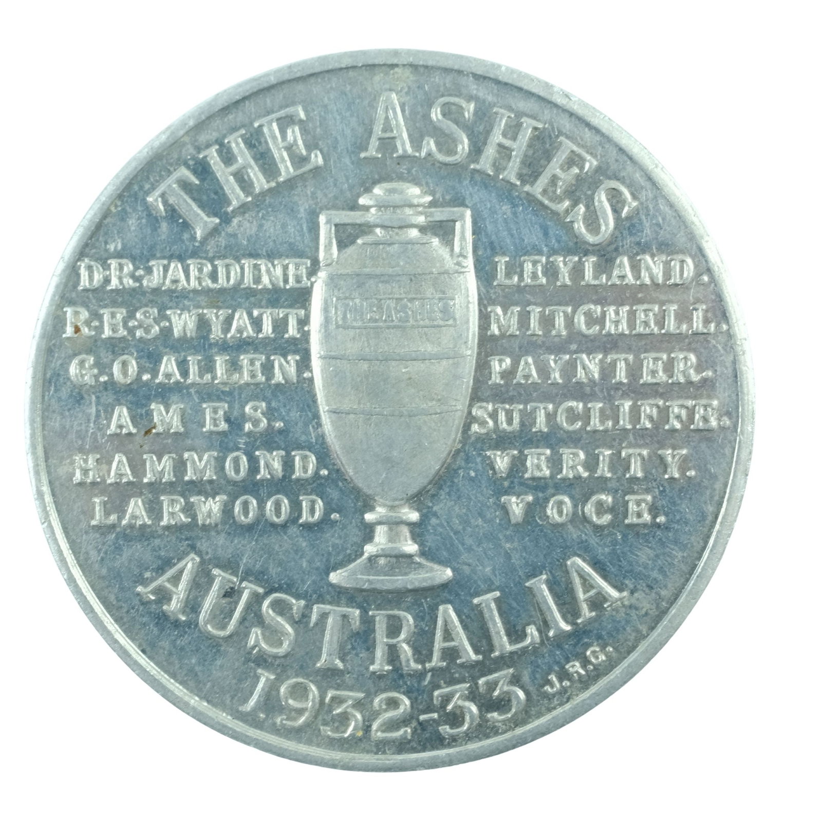 Australia 1932-3 "The Ashes Tour' Aluminium Medal, Brilliant about Uncirculated: Carlisle# 1932-3/1. The Bodyline Tour Size Diameter 37mm Medium Collectables