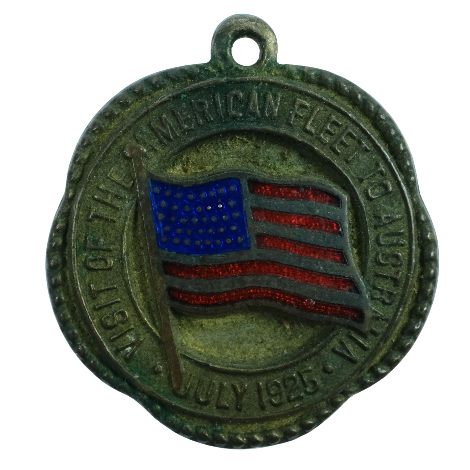 Australia 1925 'Visit of the US Fleet' Brass enamelled Medalet, Extremely Fine: Carlisle# 1925/8 Size Diameter 20mm Medium Collectables