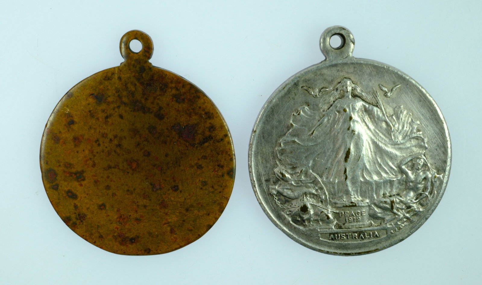 Australia 1919 'Peace' Uniface Trial Strike in Bronze with Silvered Medal for Comparison, EF (2) - 2