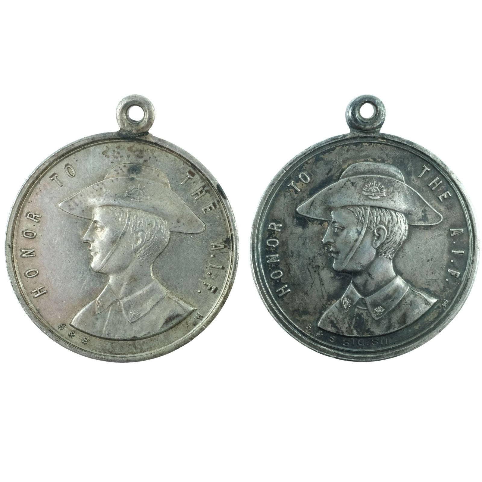 Australia 1918 'Honour to the AIF' Silver & Silvered Medalets, virtually Uncirculated (2): Carlisle# 1918/2. Sold in Australia for fundraising for the British Red Cross Size Diameters 27mm Medium Collectables