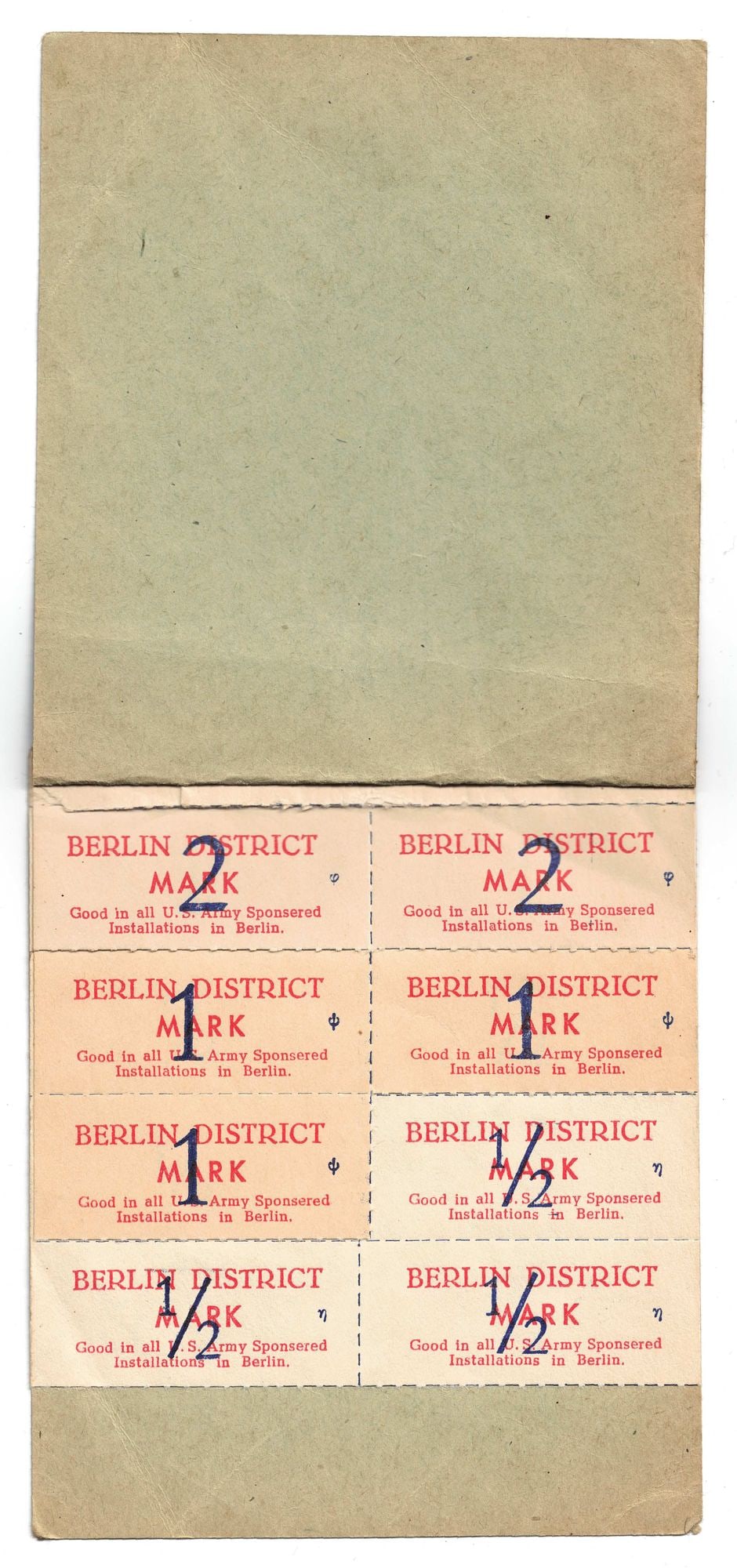 Germany Post WWII 1946 Berlin District Occupation Coupon Book, Very Fine (missing coupons) - 2