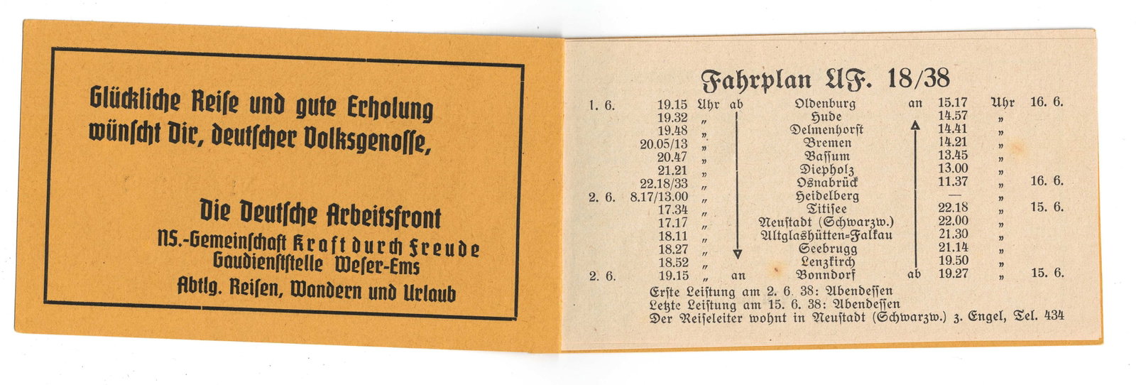 Germany 1938 'Gutscheinheft' Black Forest Travel Voucher Booklet, Uncirculated - 2