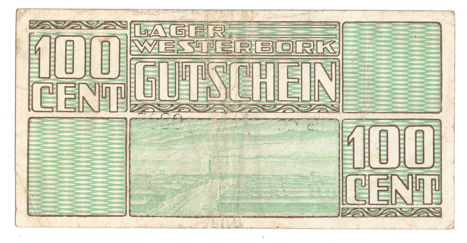Westerbork Netherlands (German Occupation) Concentration Camp 1944 100 Cent, good Very Fine - 2