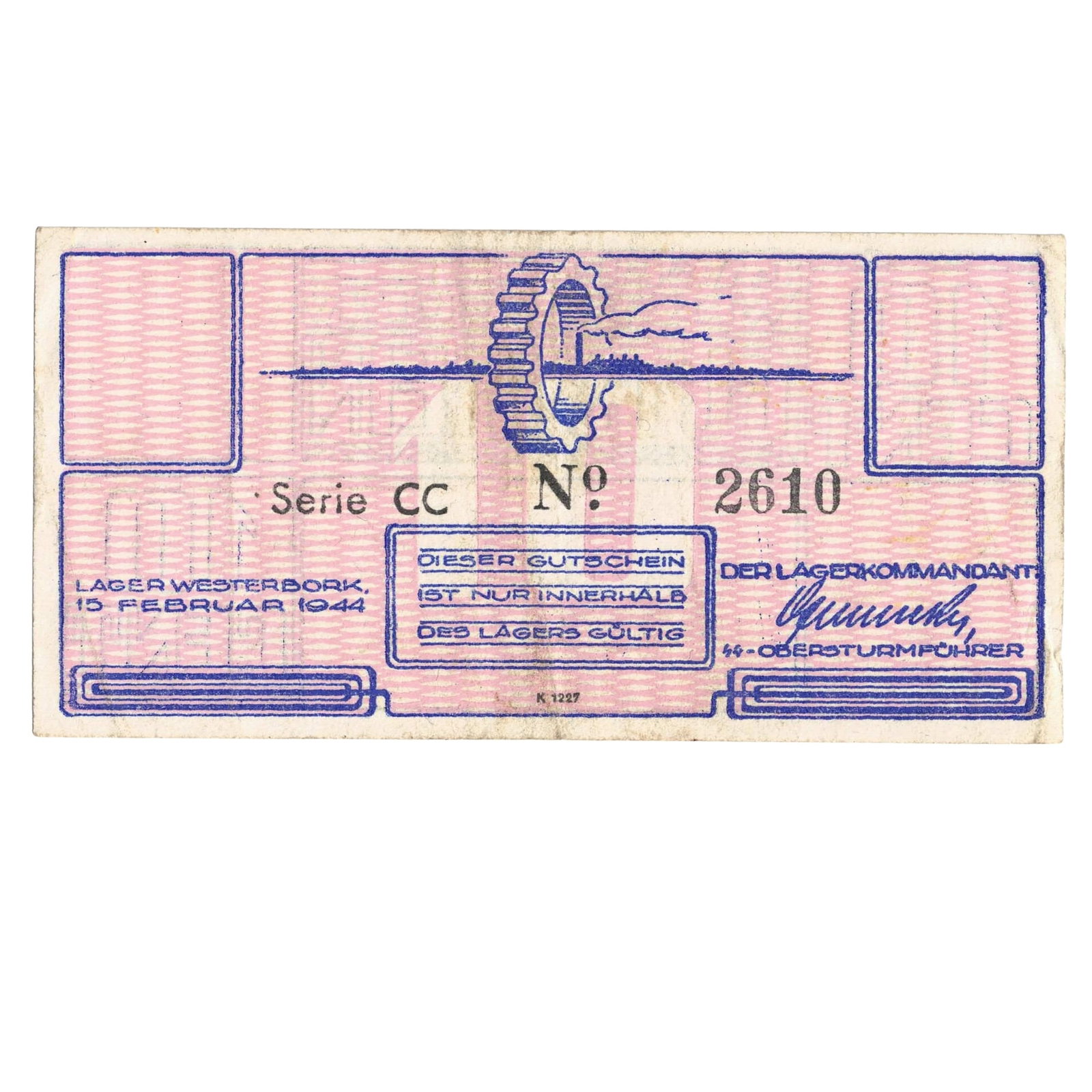 Westerbork Netherlands (German Occupation) Concentration Camp 1944 10 Cent, good Very Fine: Campbell# 4171b : Series CC : Serial# 2610 Medium Collectibles