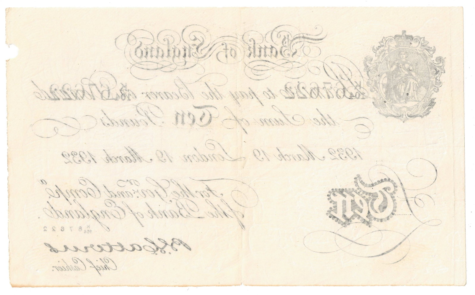 Great Britain Catterns London 'Operation Bernhard' £10 Forgery, good Very Fine details - 2