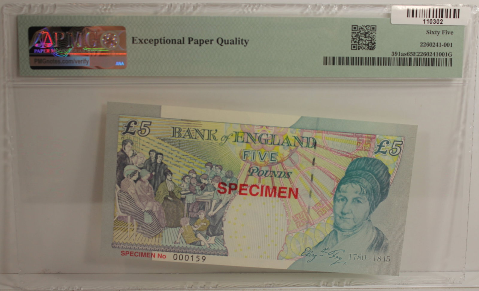 Great Britain 2002 'Lowther' £5 'Specimen,' PMG 65 EPQ - 2