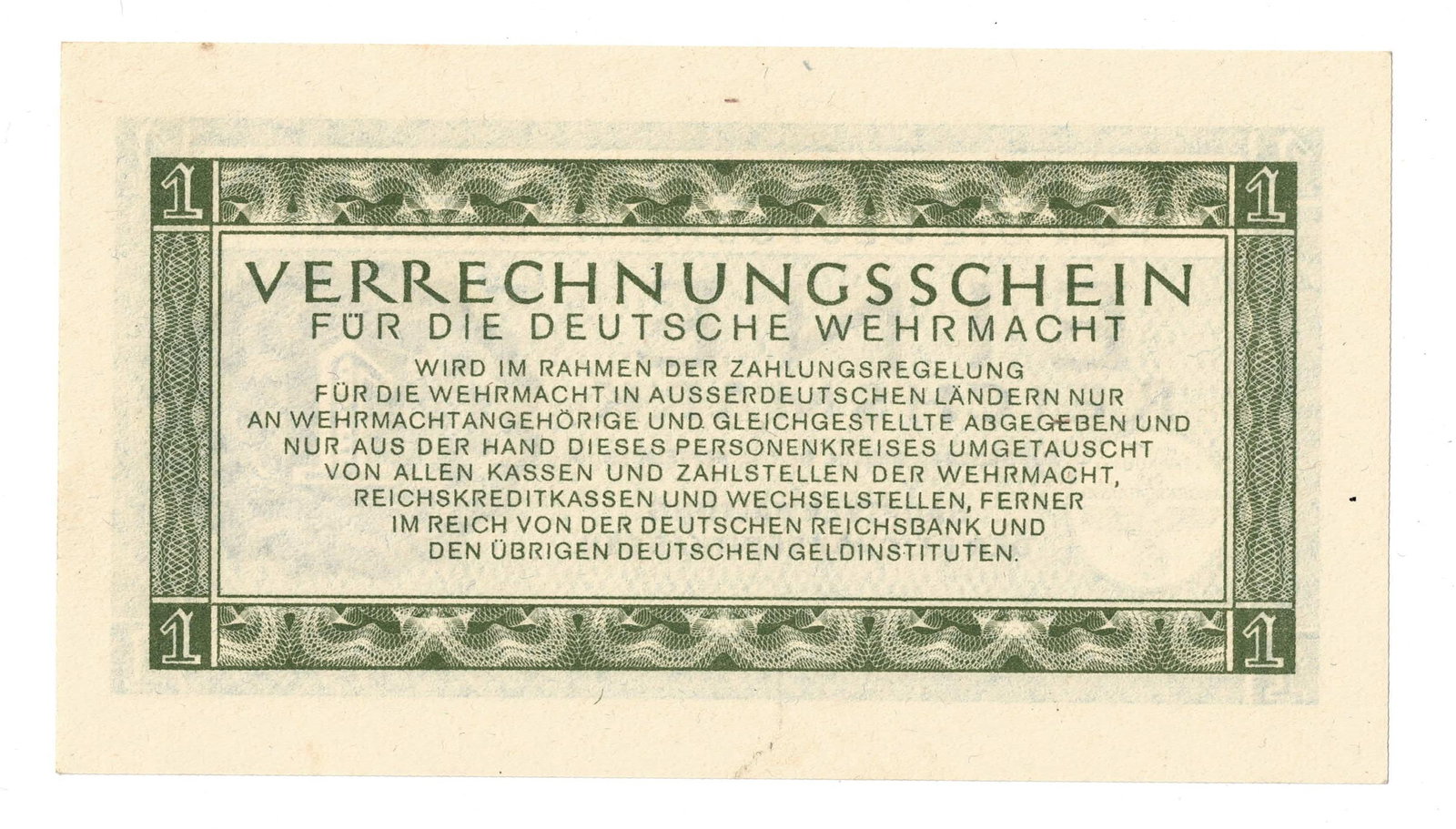 German Wehrmacht 1944 Eine (1) Reichsmark, Uncirculated - 2