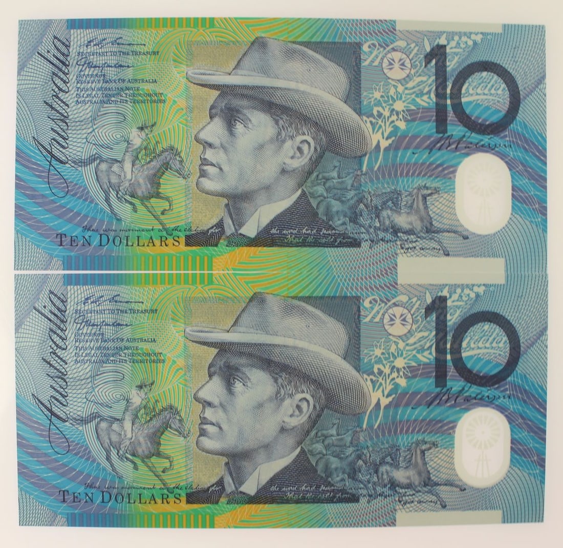 Australia 'Macfarlane - Evans' AA96 - First Prefix $10 (1996), Uncirculated (Consecutive Pair) - 2
