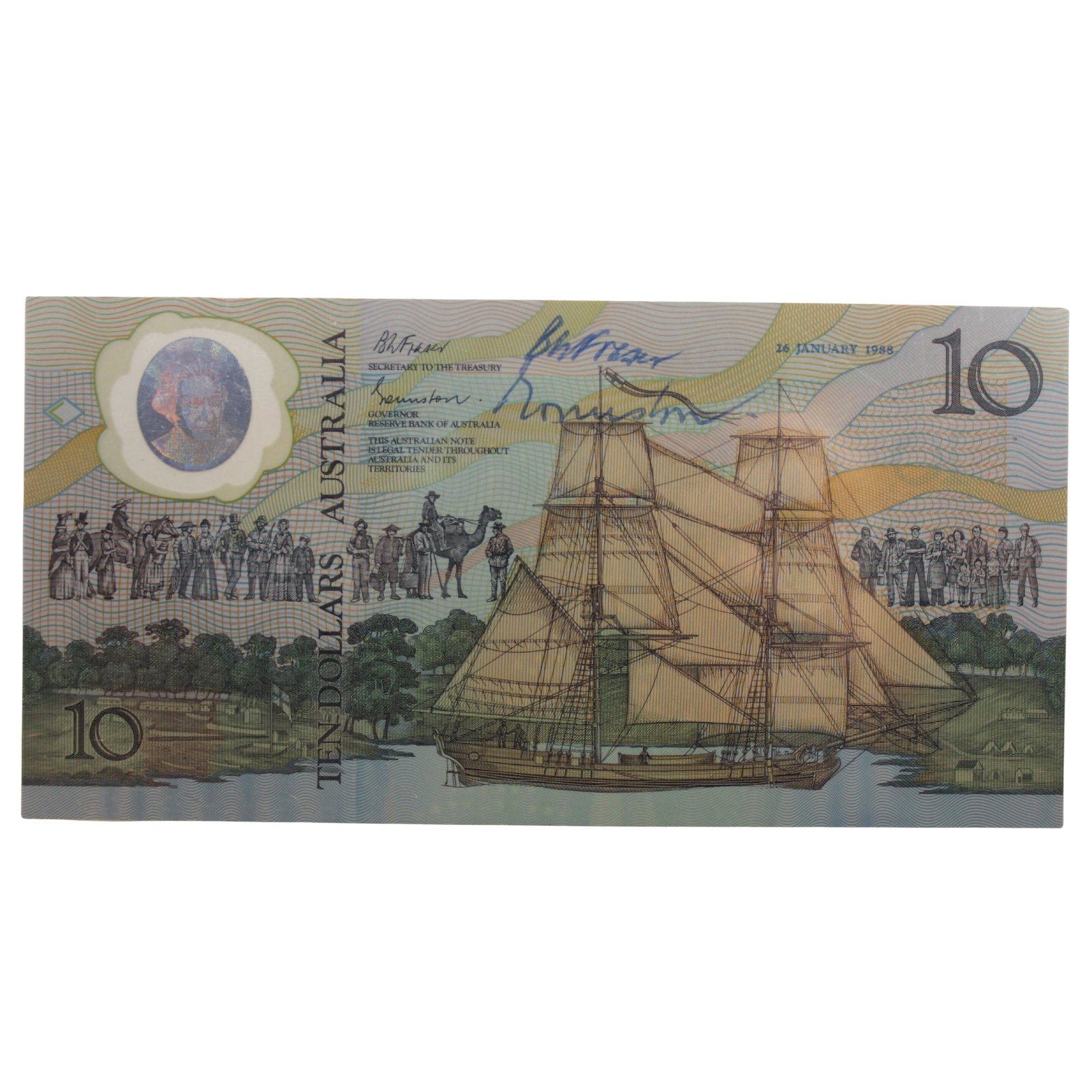 Australia 'Johnston - Fraser' AA Prefix dated Bi-Centennial $10 (1988), Uncirculated in Folder (1 of 2)