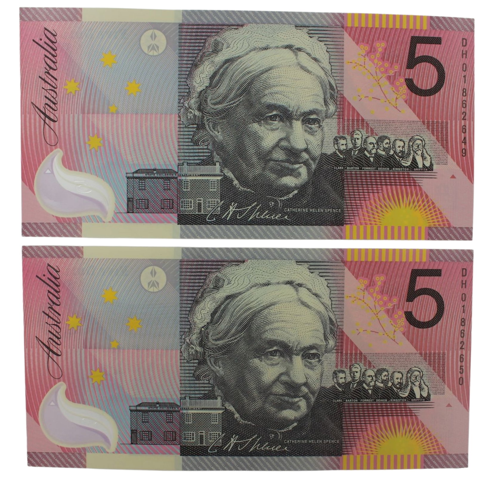 Australia 'Macfarlane - Evans' 'Federation' $5, Uncirculated (Consecutive Pair) - 2