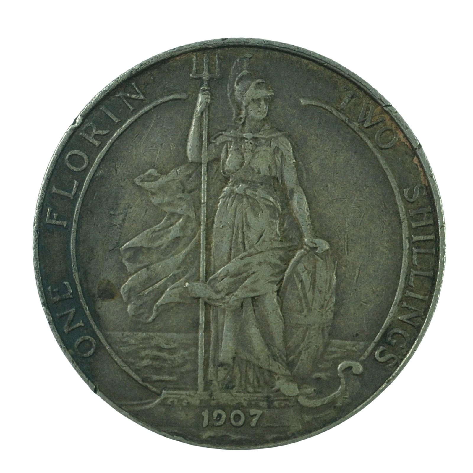 Great Britain 1907 Silver (925) Florin, about Extremely Fine (1 of 2)
