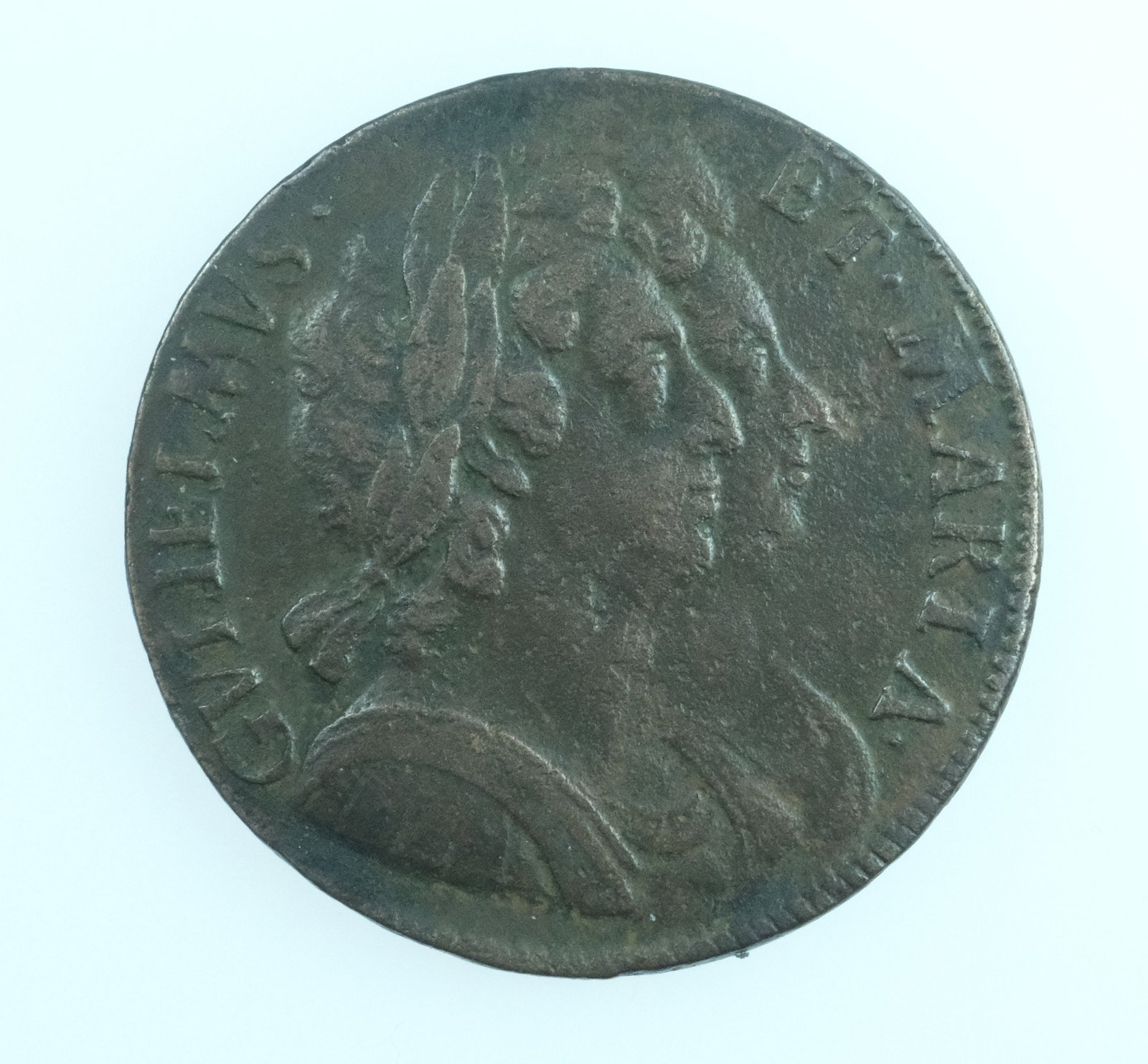 England 1694 Bronze Halfpenny, good Fine - 2