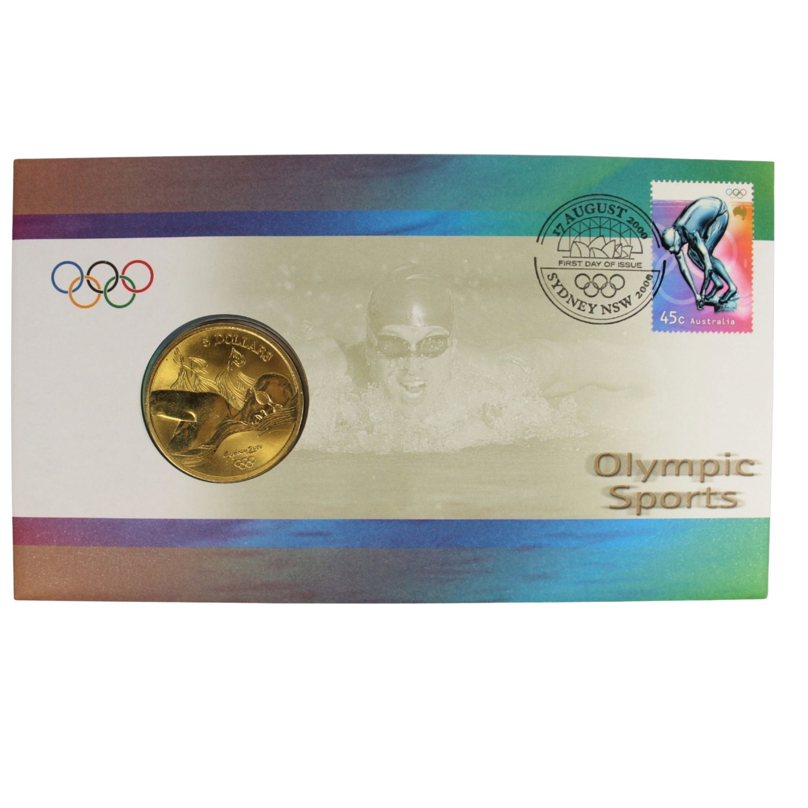 Australia 2000 Olympic Sports - Swimming PNC, Al/Br $5.00 (1 of 1)