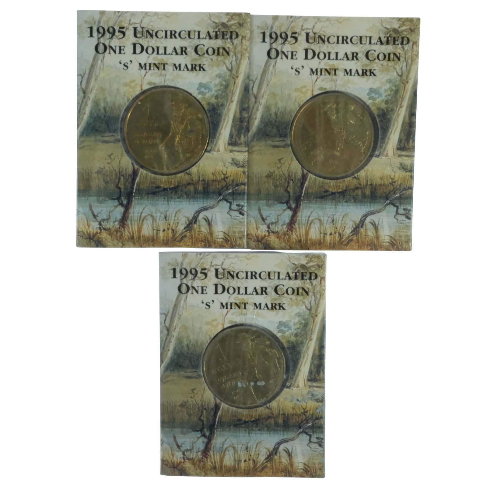 Australia 1995 'S' Mintmark Waltzing Matilda Al-Br $1's, Uncirculated (3) (1 of 3)