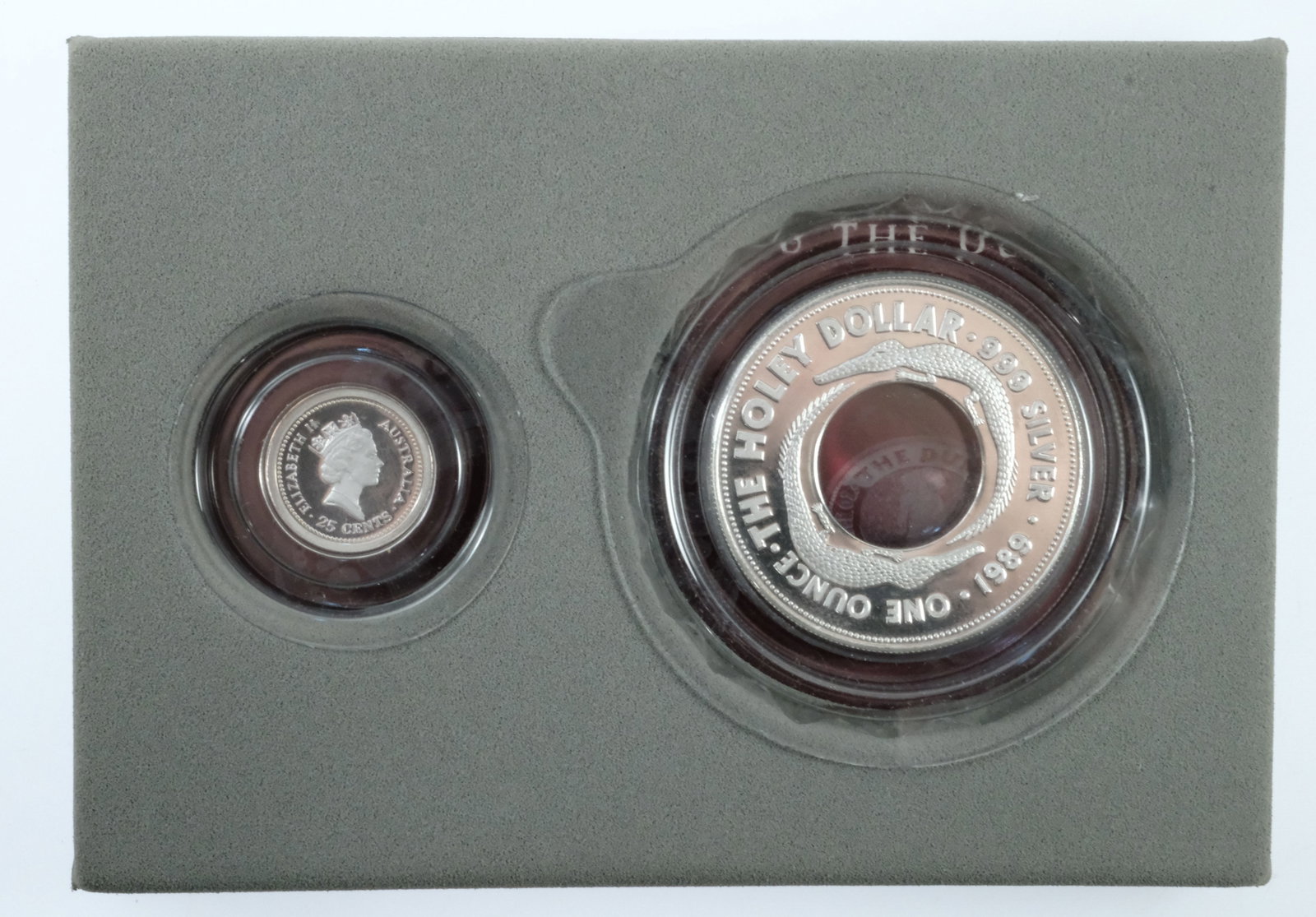 Australia 1990 'Holey Dollar and Dump' Proof Silver (999) $1 & 25c, FDC - 3
