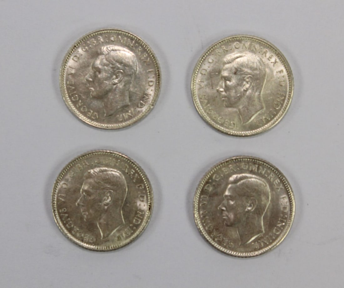 Australia 1942 D & S & 1943 D & S Sixpences, about Uncirculated or Better (4 coins) - 2