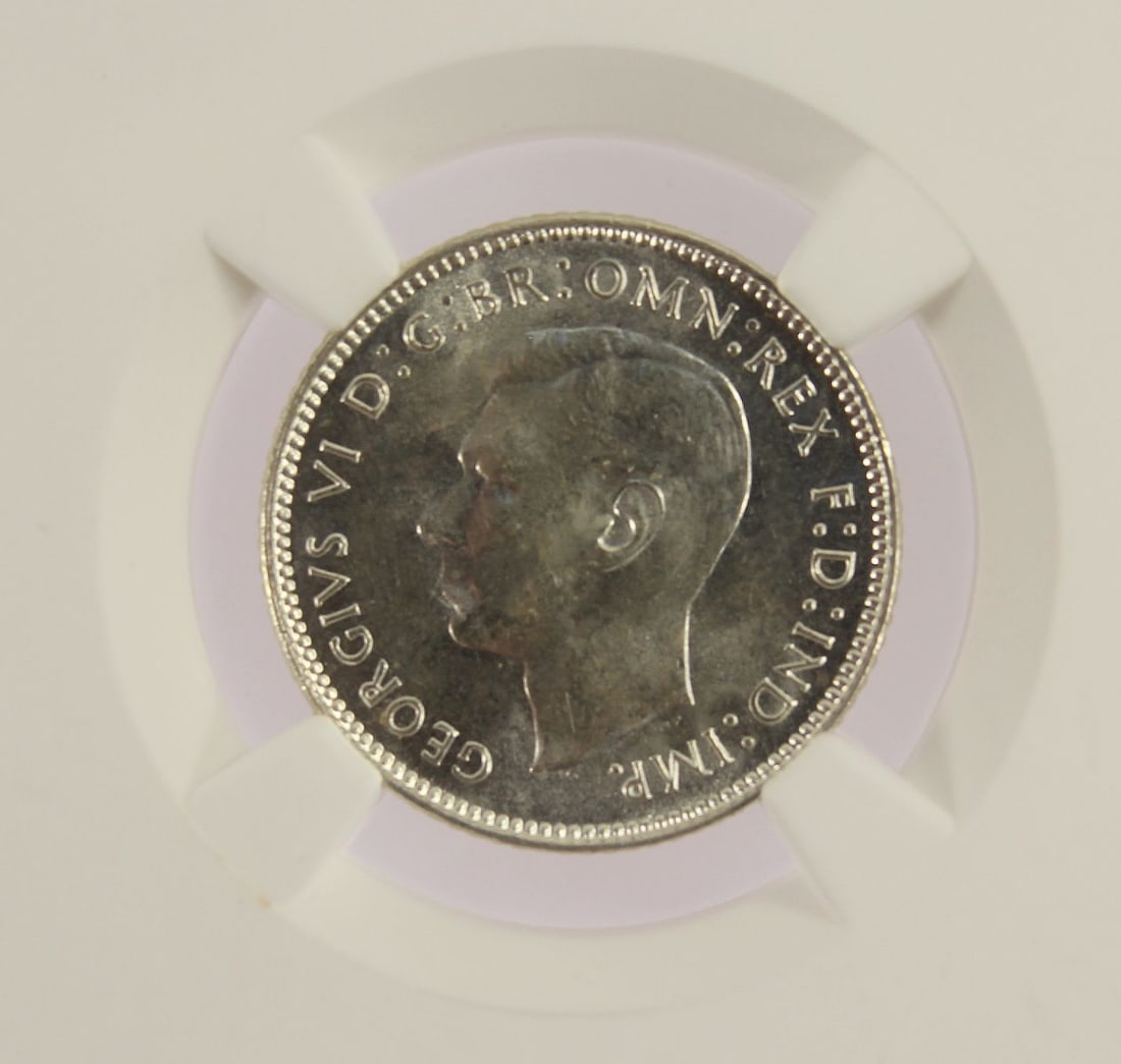 Australia 1942 (M), 1942 (D), 1942 (S), 1943 (D) & 1943 (S) Sixpences, All NGC MS64 - 3