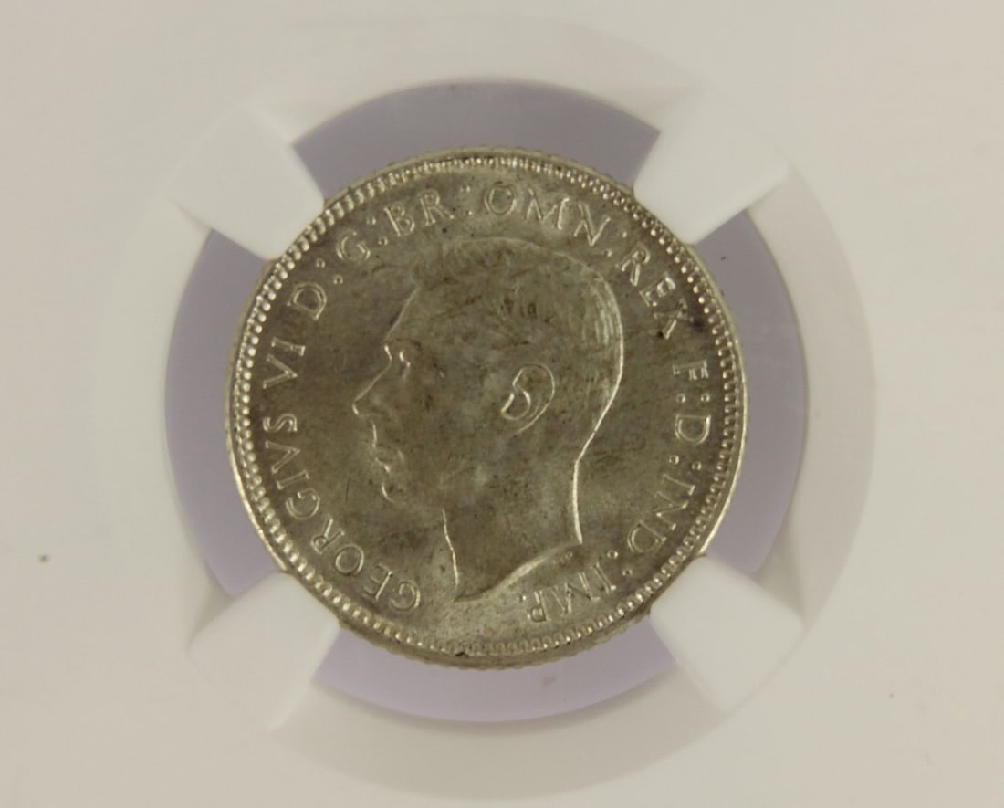 Australia 1942 (M), 1942 (D), 1942 (S), 1943 (D) & 1943 (S) Sixpences, All NGC MS64 - 6