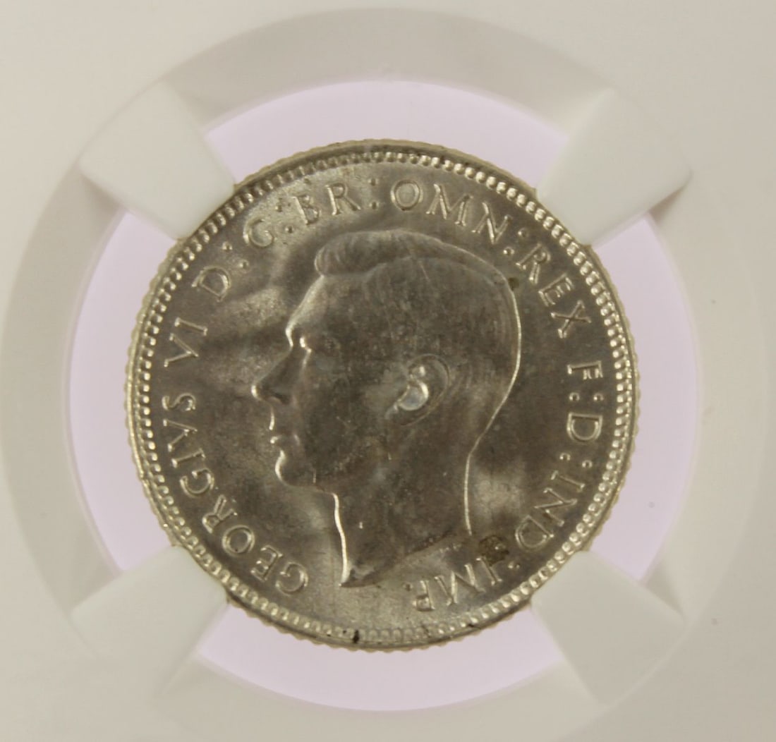 Australia 1942 (M), 1942 (D), 1942 (S), 1943 (D) & 1943 (S) Sixpences, All NGC MS64 - 8