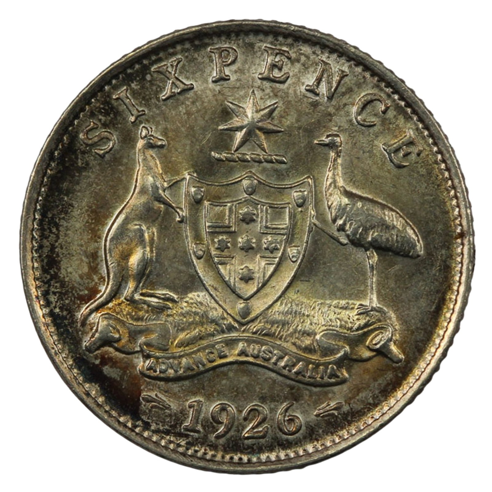 Australia 1926 'Serif on 2' Sixpence, about Uncirculated: A high grade for this scarce variety Medium Collectibles Exhibited Coins, Australia & New Zealand
