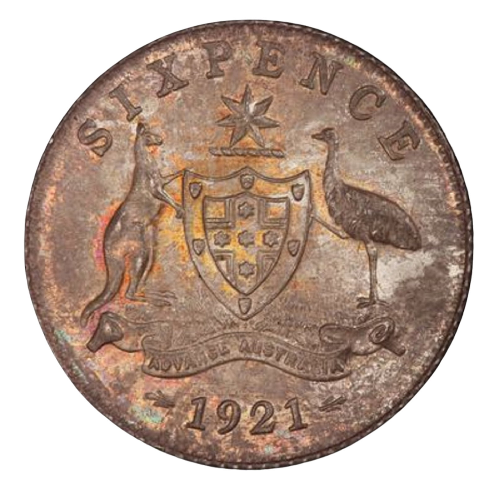 Australia 1921 Sixpence, PCGS MS65+: Population 1 / Higher 3 Medium Collectibles Exhibited Coins, Australia & New Zealand