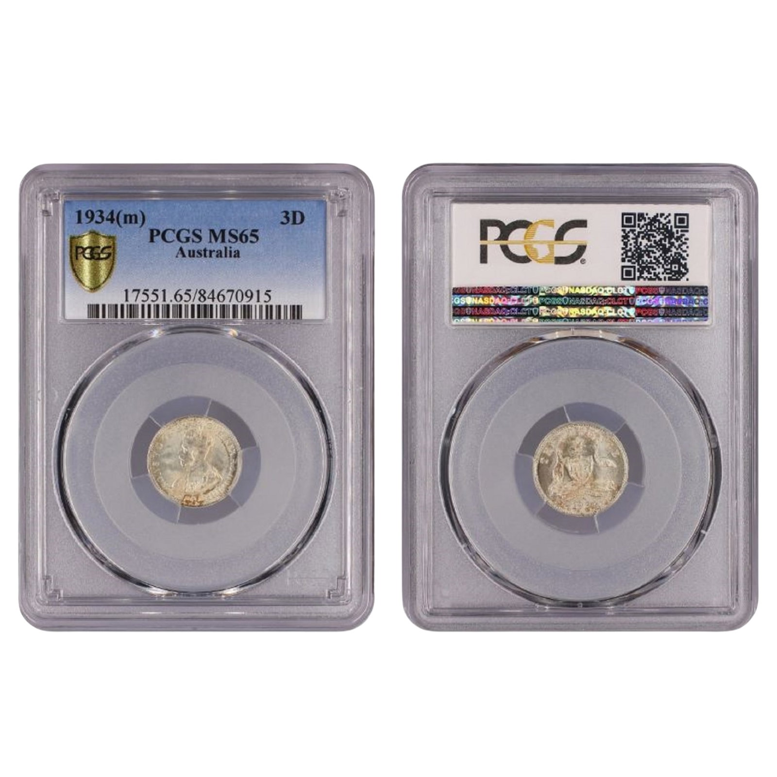 Australia 1934 Threepence, PCGS MS65: Population 19 / Higher 12 Medium Collectibles Exhibited Coins, Australia & New Zealand