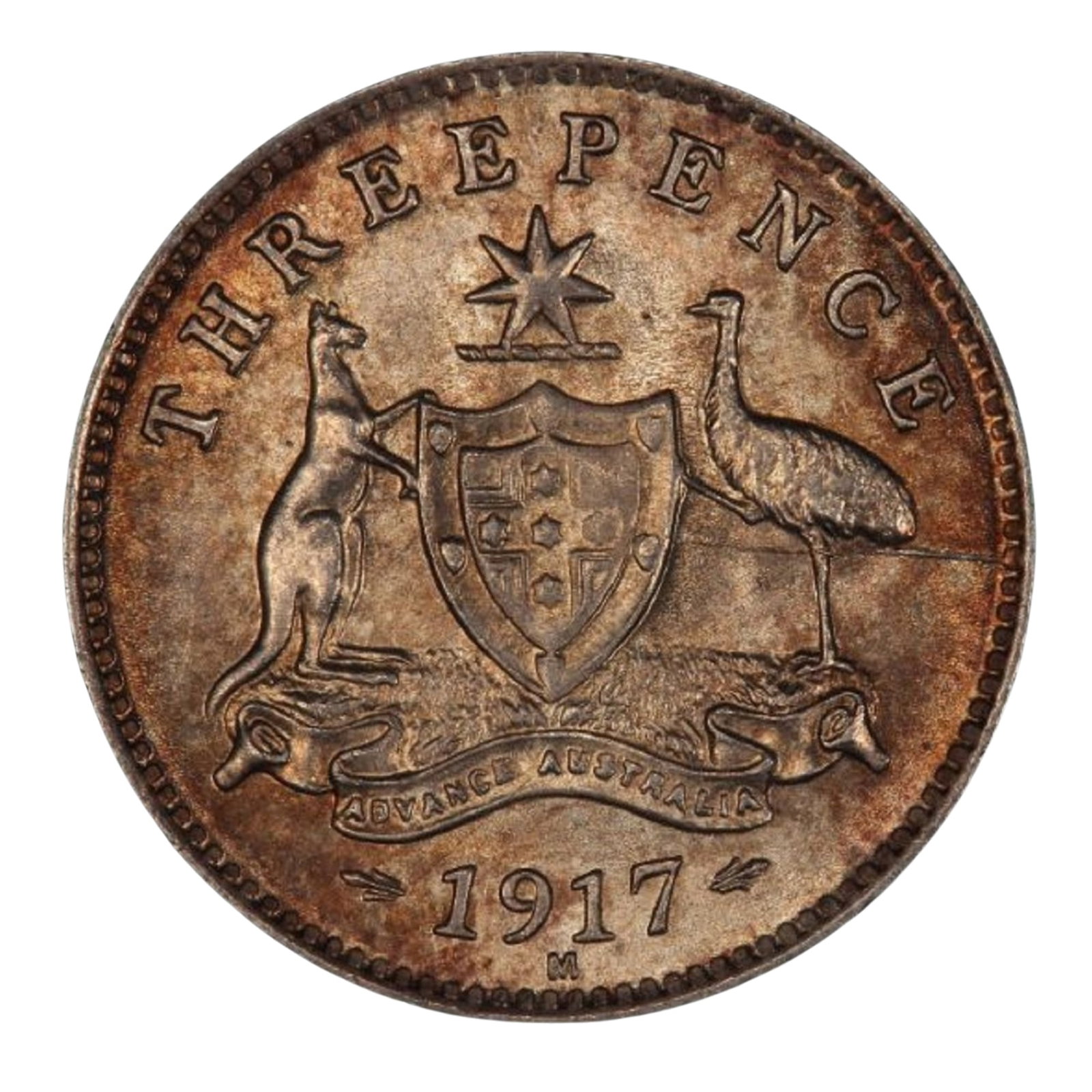 Australia 1917 M Threepence, PCGS MS65: Population 17 / Higher 5 Medium Collectibles Exhibited Coins, Australia & New Zealand