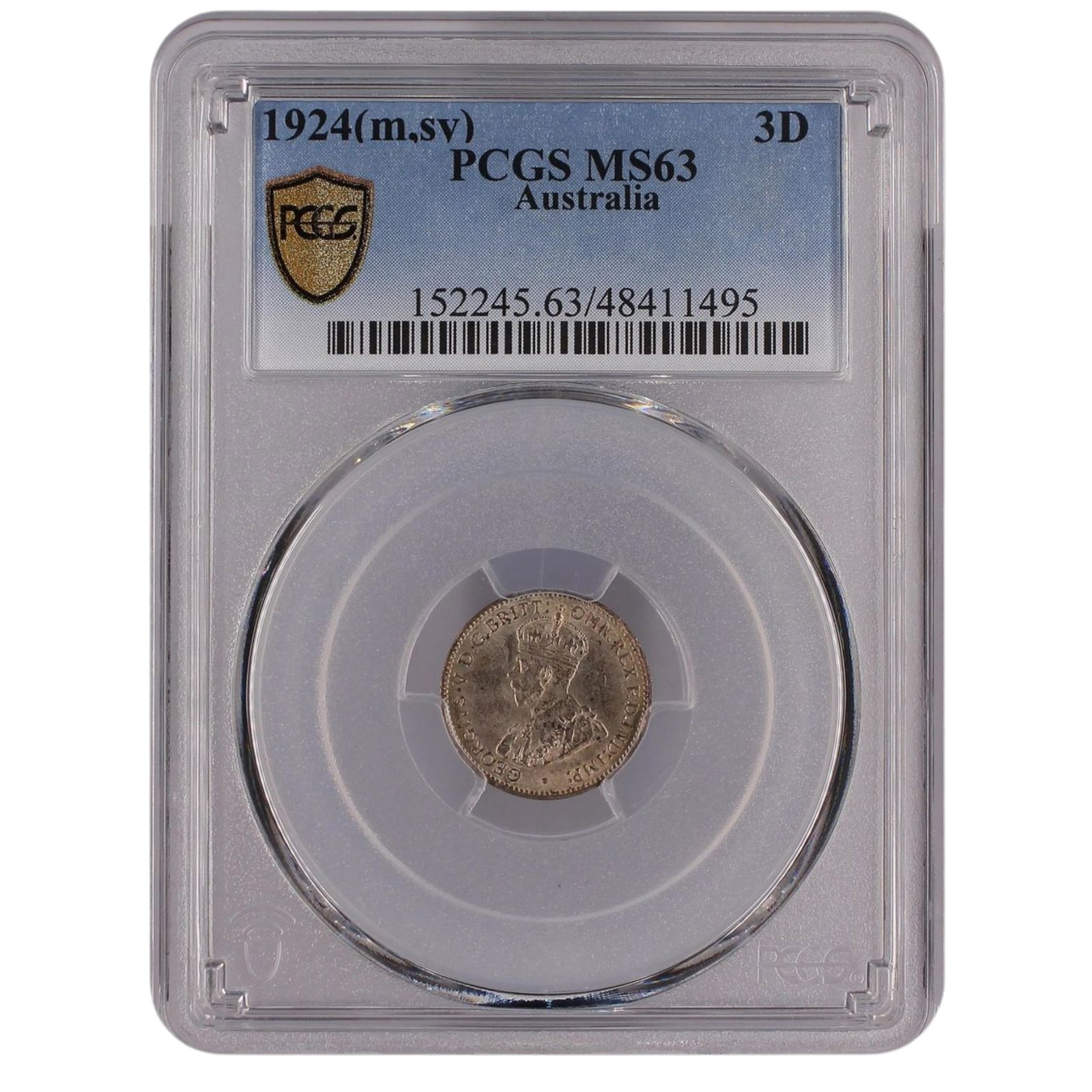 Australia 1924 Threepence, PCGS MS63 (Pop 14): George V Condition Choice Uncirculated. Toned Medium Collectibles Exhibited Coins, Australia & New Zealand