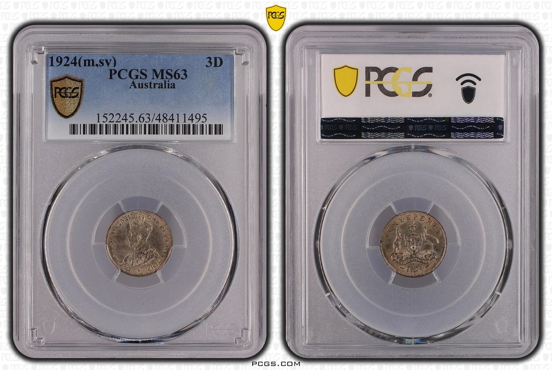 Australia 1924 Threepence, PCGS MS63 (Pop 14) - 2