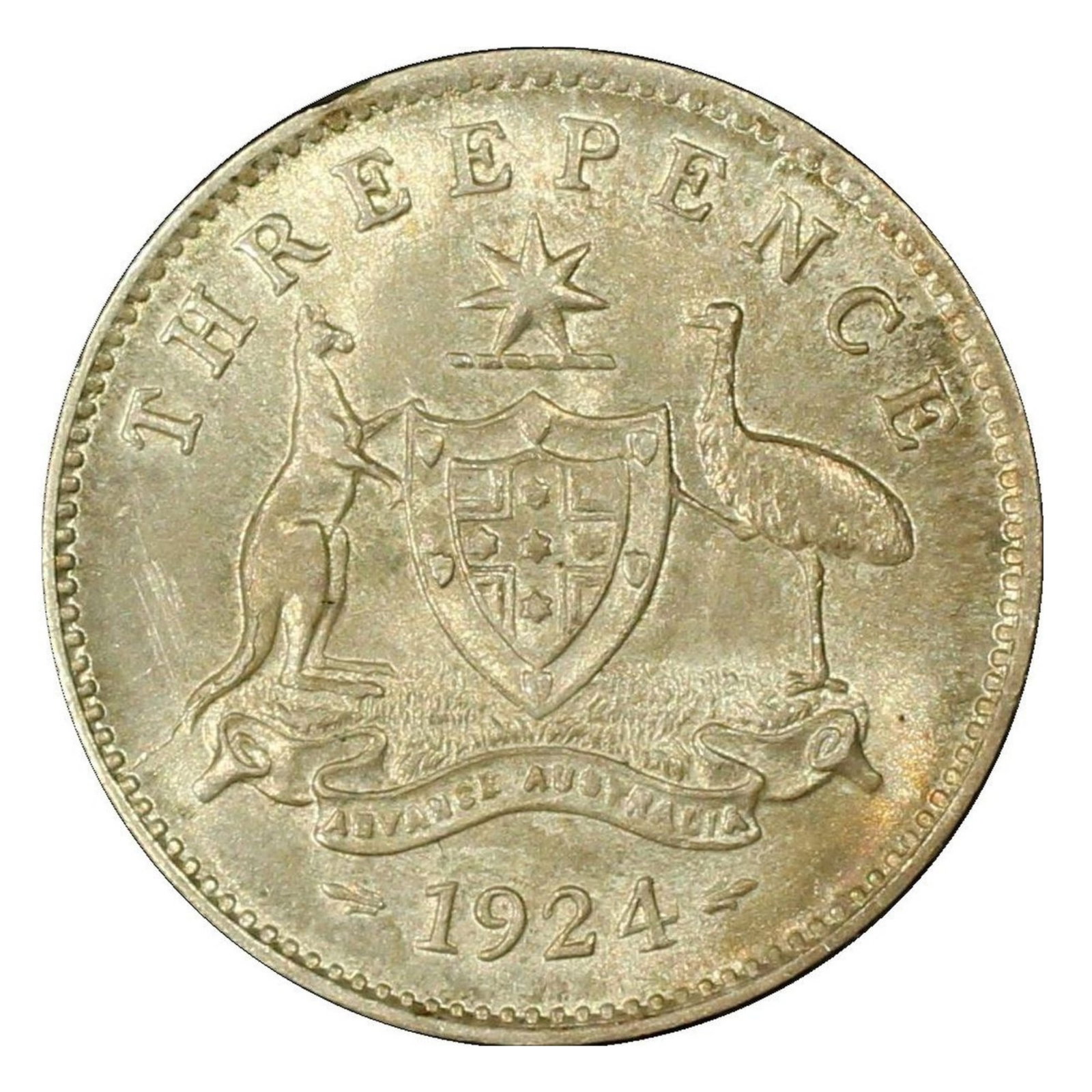 Australia 1924 3d, PCGS MS62 (Pop 16): Harder Date Medium Collectibles Exhibited Coins, Australia & New Zealand