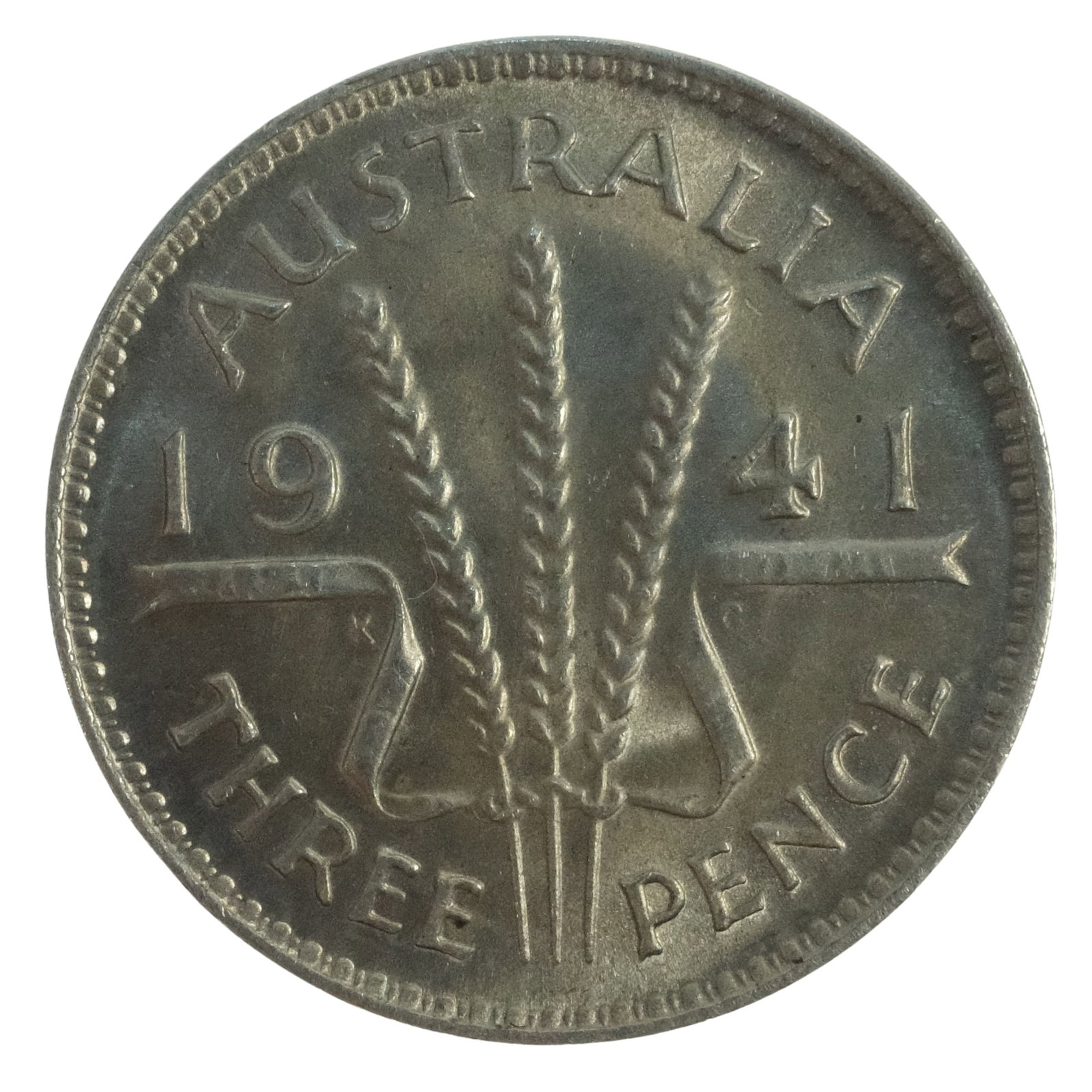Australia 1941 Threepence, Choice Uncirculated: George VI Size ASW 0.0419 Troy oz Medium Collectibles