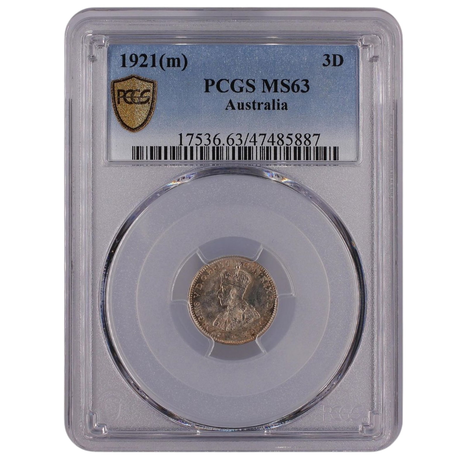 Australia 1921 (M) Threepence, PCGS MS63 (Pop 15): Harder date Medium Collectibles Exhibited Coins, Australia & New Zealand