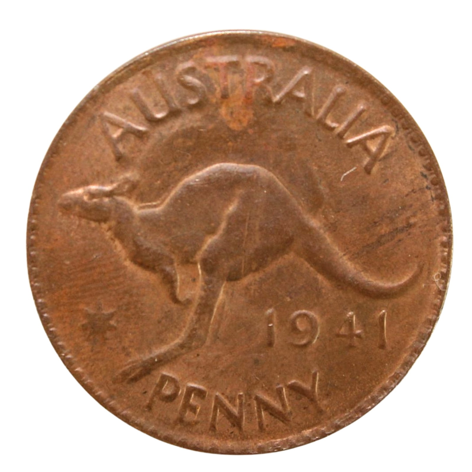 Australia 1941 K.G (P) Penny, Choice Uncirculated: George VI Condition Brown Medium Collectibles Exhibited Coins, Australia & New Zealand