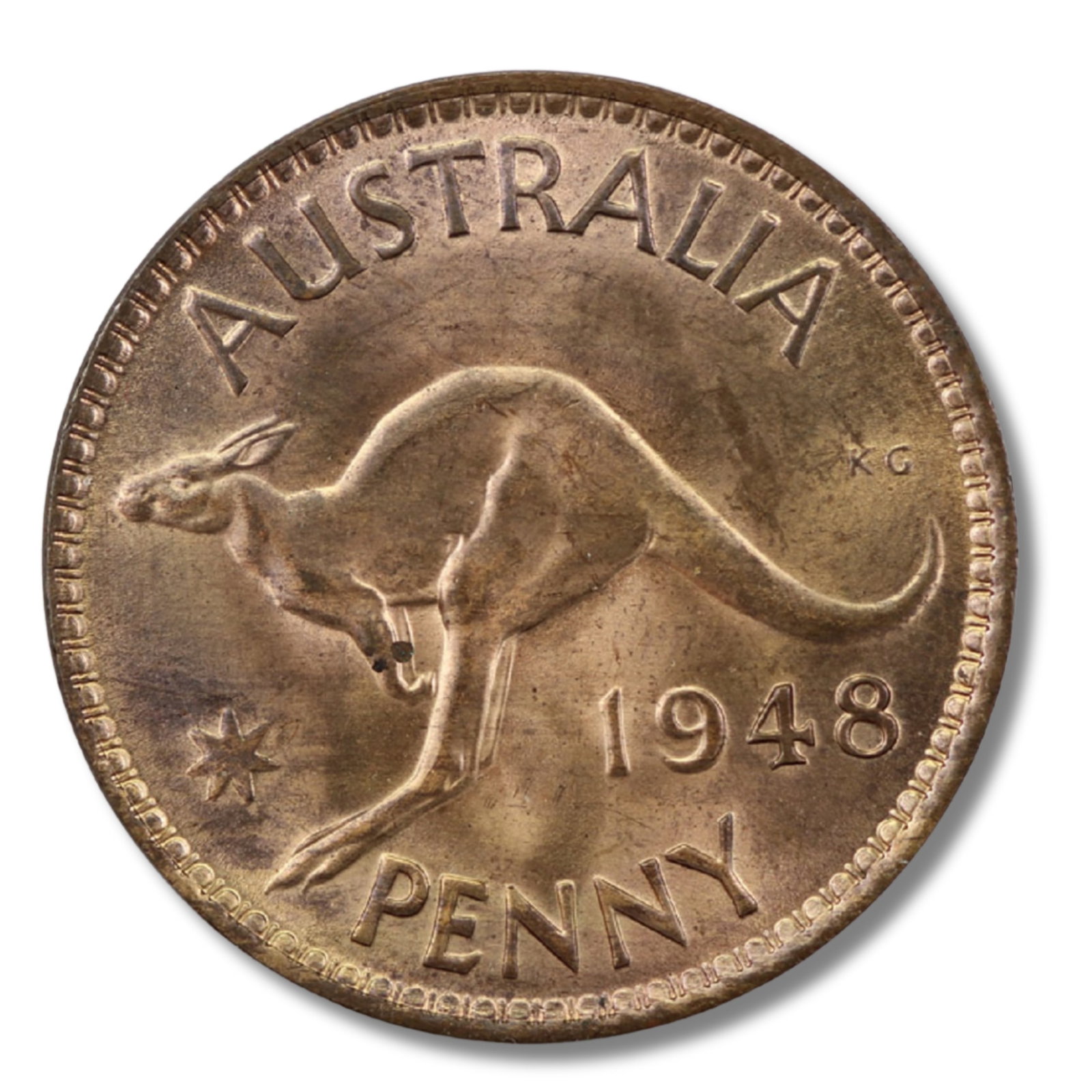 Australia 1948 (M) Penny, Choice Uncirculated with virtually full colour: George VI Medium Collectibles Exhibited Coins, Australia & New Zealand