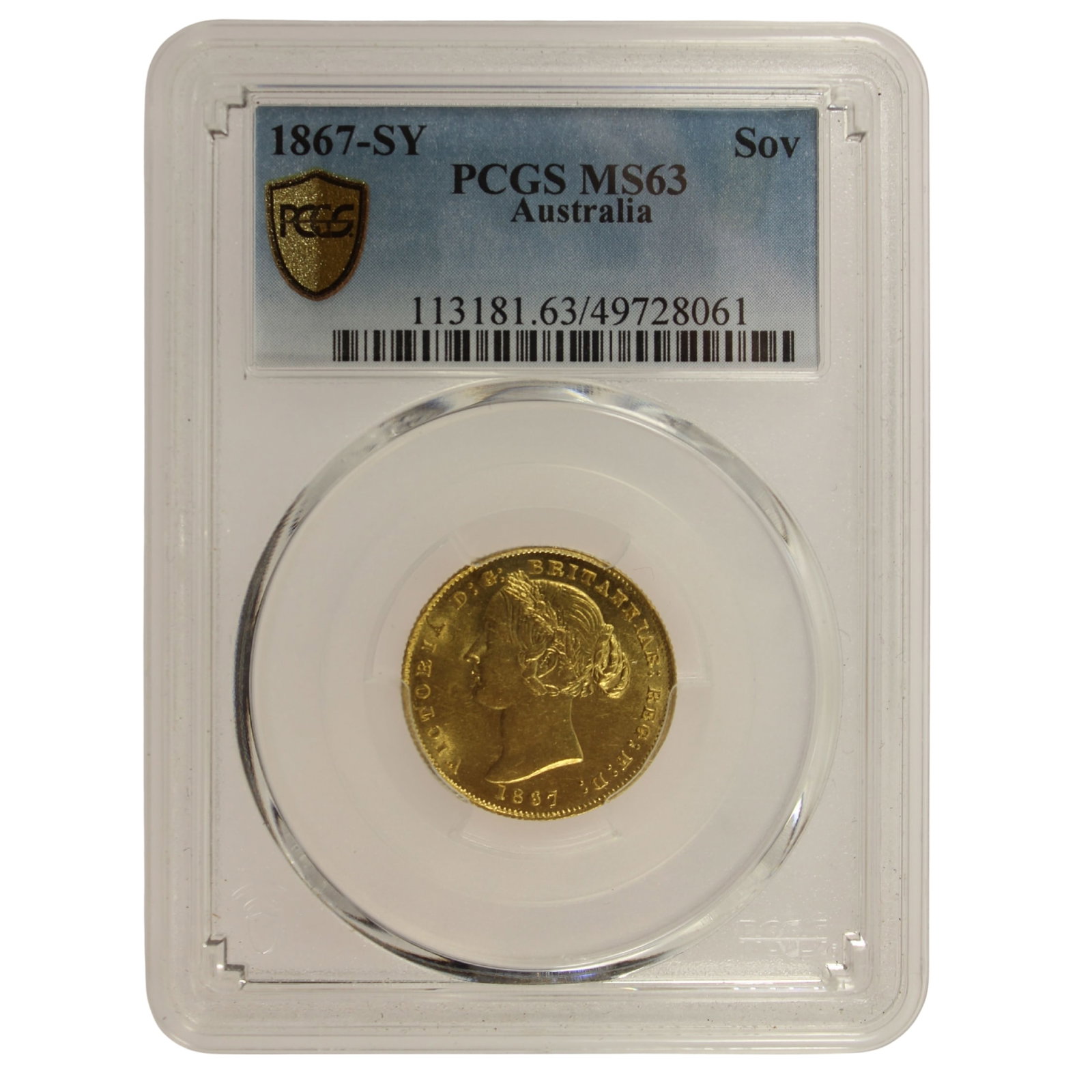 Australia 1867 'Sydney Mint' Sovereign, PCGS MS63: Deserving of a Gem grade. However it still the Equal Highest Graded Size AGW 0.2354 Troy oz Medium Collectibles Exhibited Coins, Australia & New Zealand