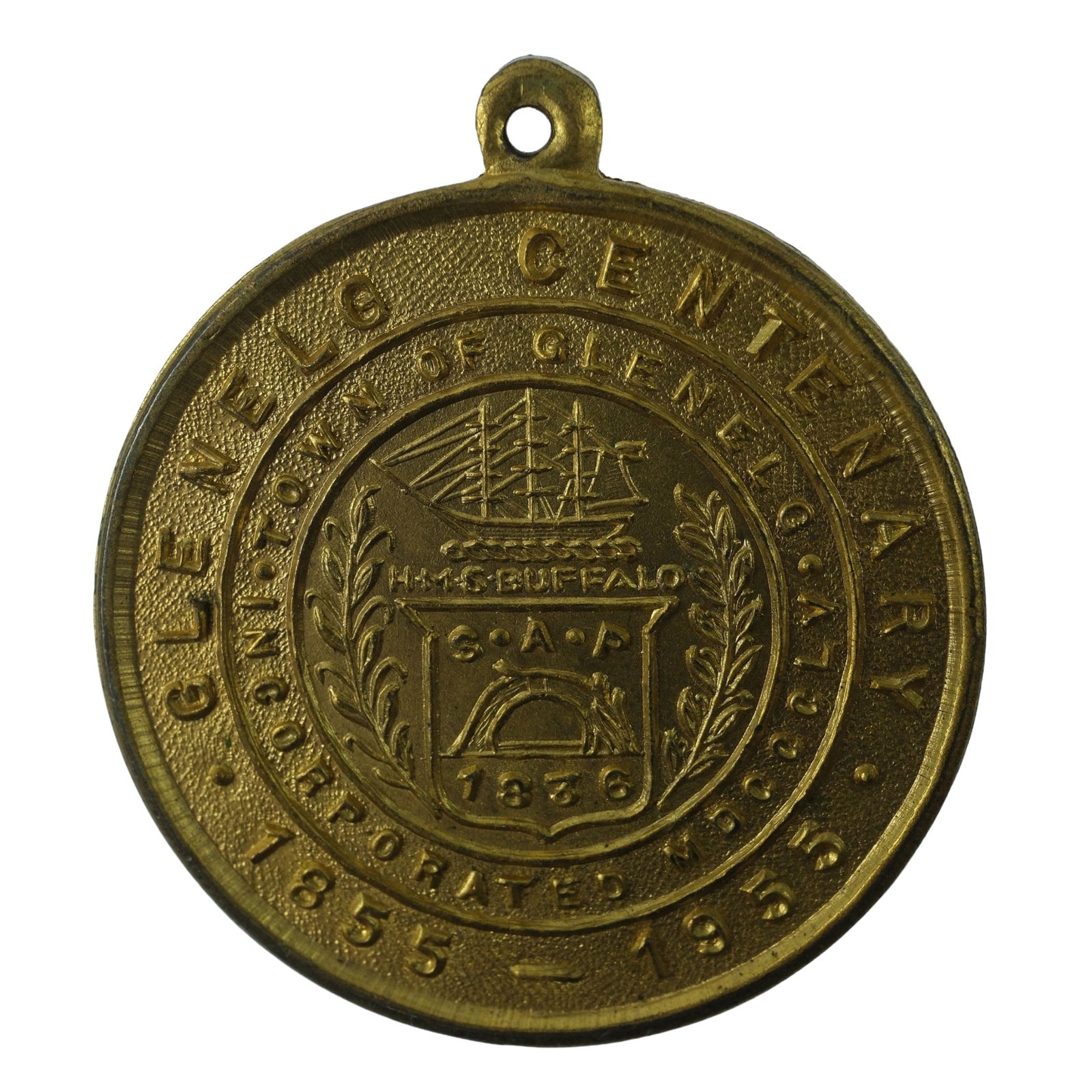 Australia 1955 'Glenelg Centenary' Gilt Medalet, Uncirculated: Carlisle# 1955/2 Size Diameter 25mm Medium Collectables