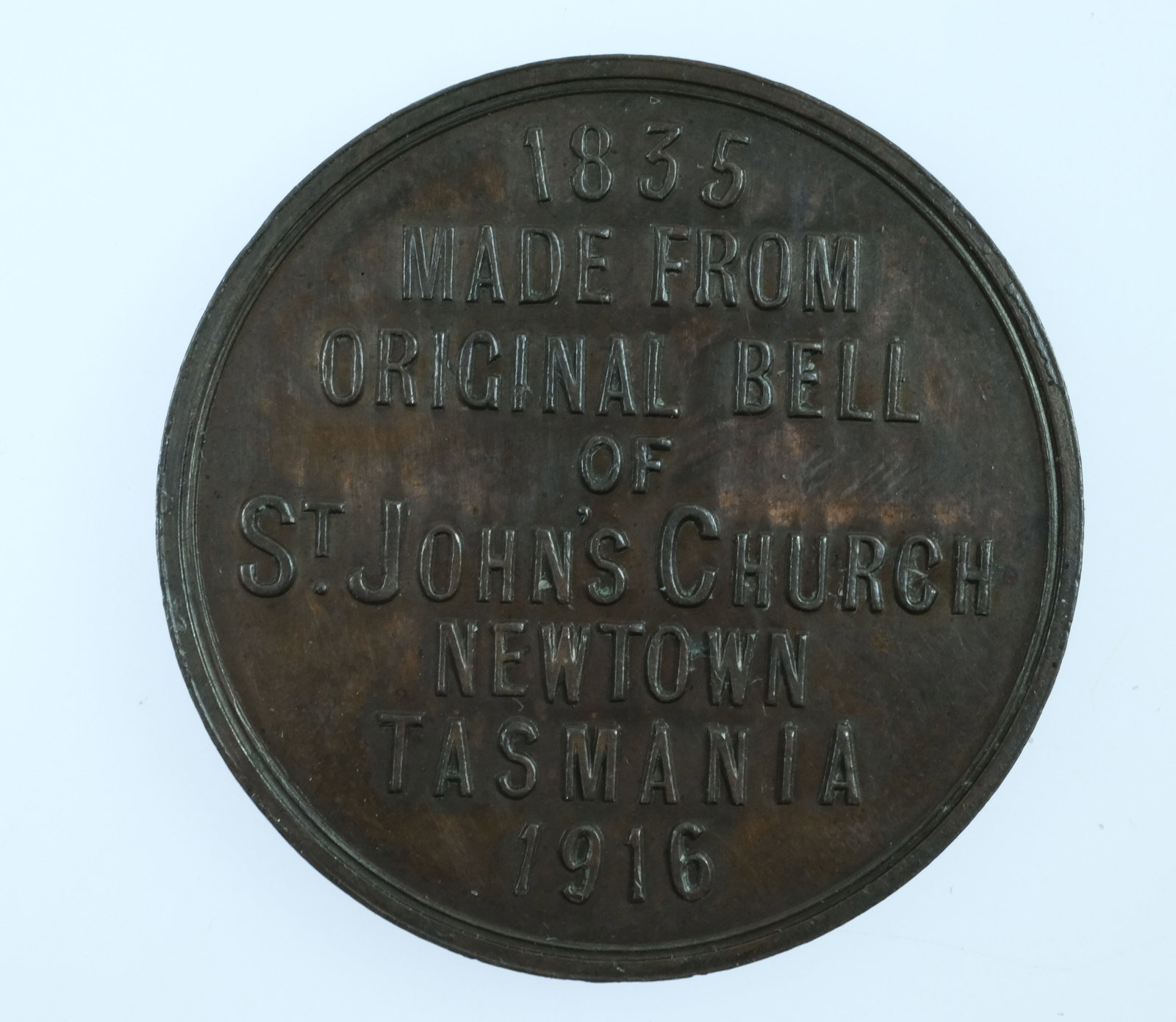 Australia 1916 Bronze Fund-raising Medalet for 'St John's Church, Newtown' (Tasmania), Uncirc - 2