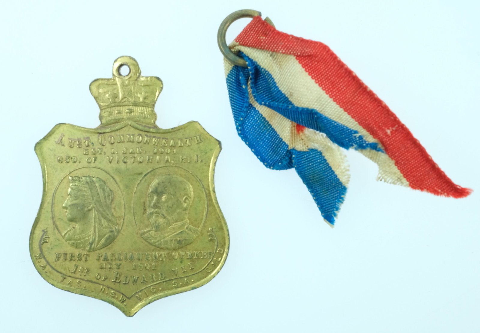 Australia 1901 'Opening of Federal Parliament' Gilt Bronze Medalet, Choice Unc with Original Ribbon - 3