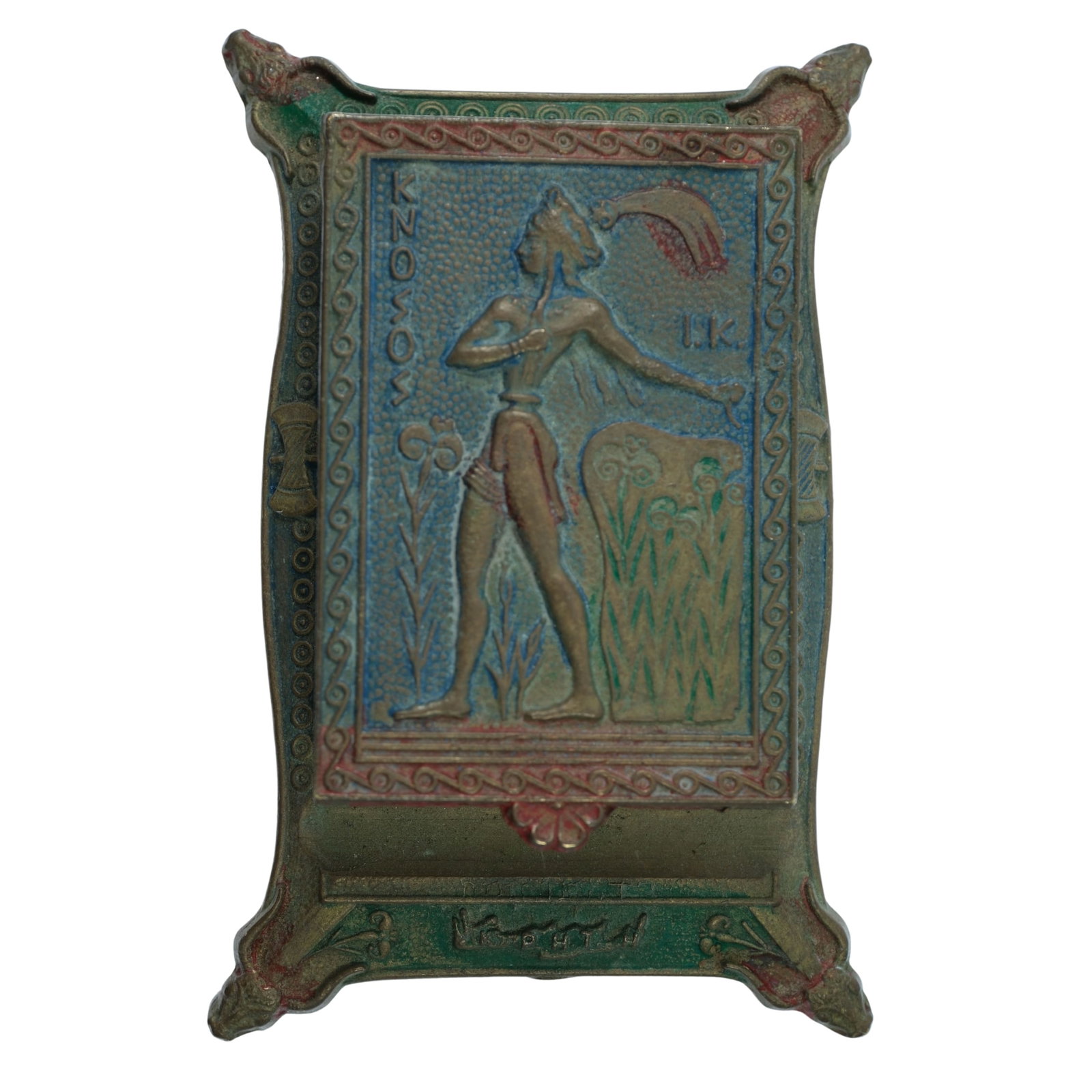 Vintage Brass Desk Pad with Persian Figure (1 of 1)