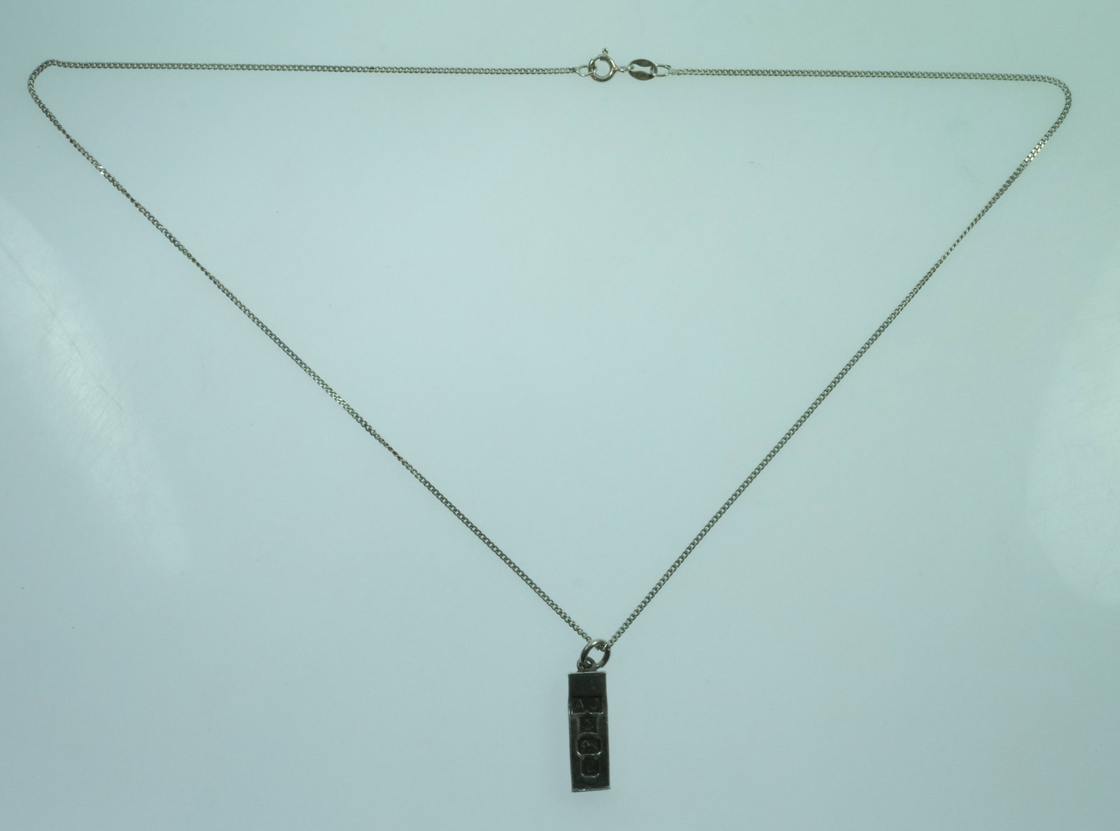 Sterling (925) Silver Ingot Pendant on matching Chain - 2