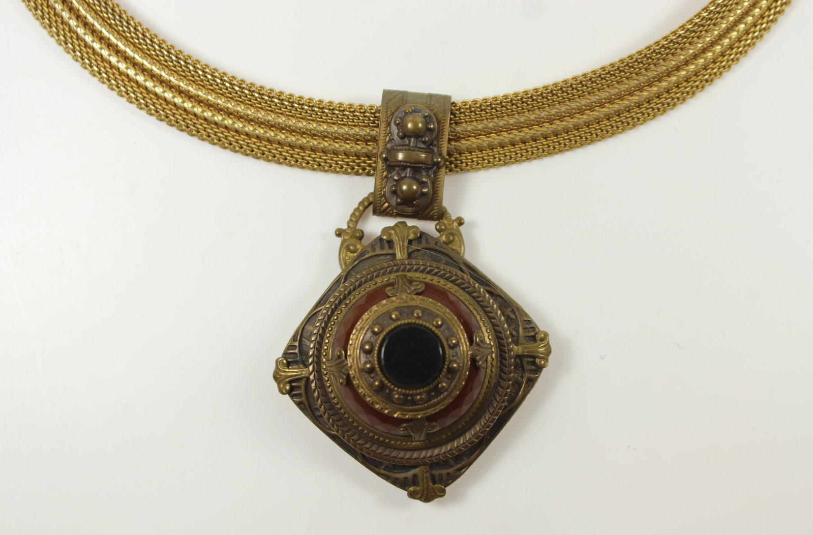 Tibetan Brass Pendant on matching Chain - 2