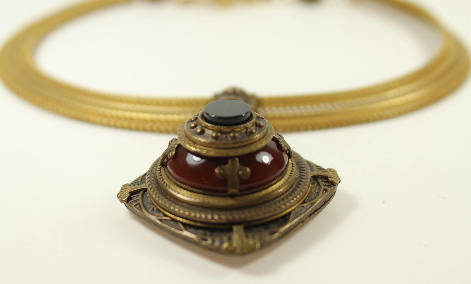 Tibetan Brass Pendant on matching Chain - 3